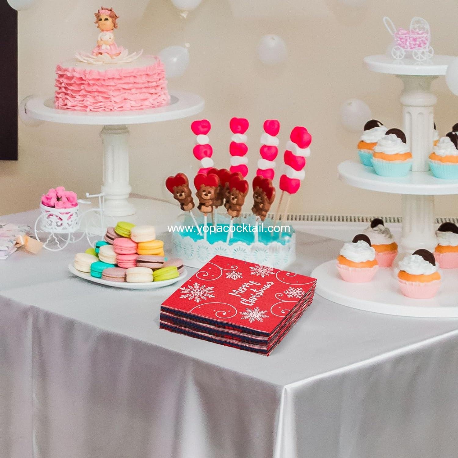 Wholesale 40 Pack Winter Theme Christmas Cocktail Napkins - 4 Assorted Styles, Perfect for Holiday Decor and Dinner Supplies, Supplier