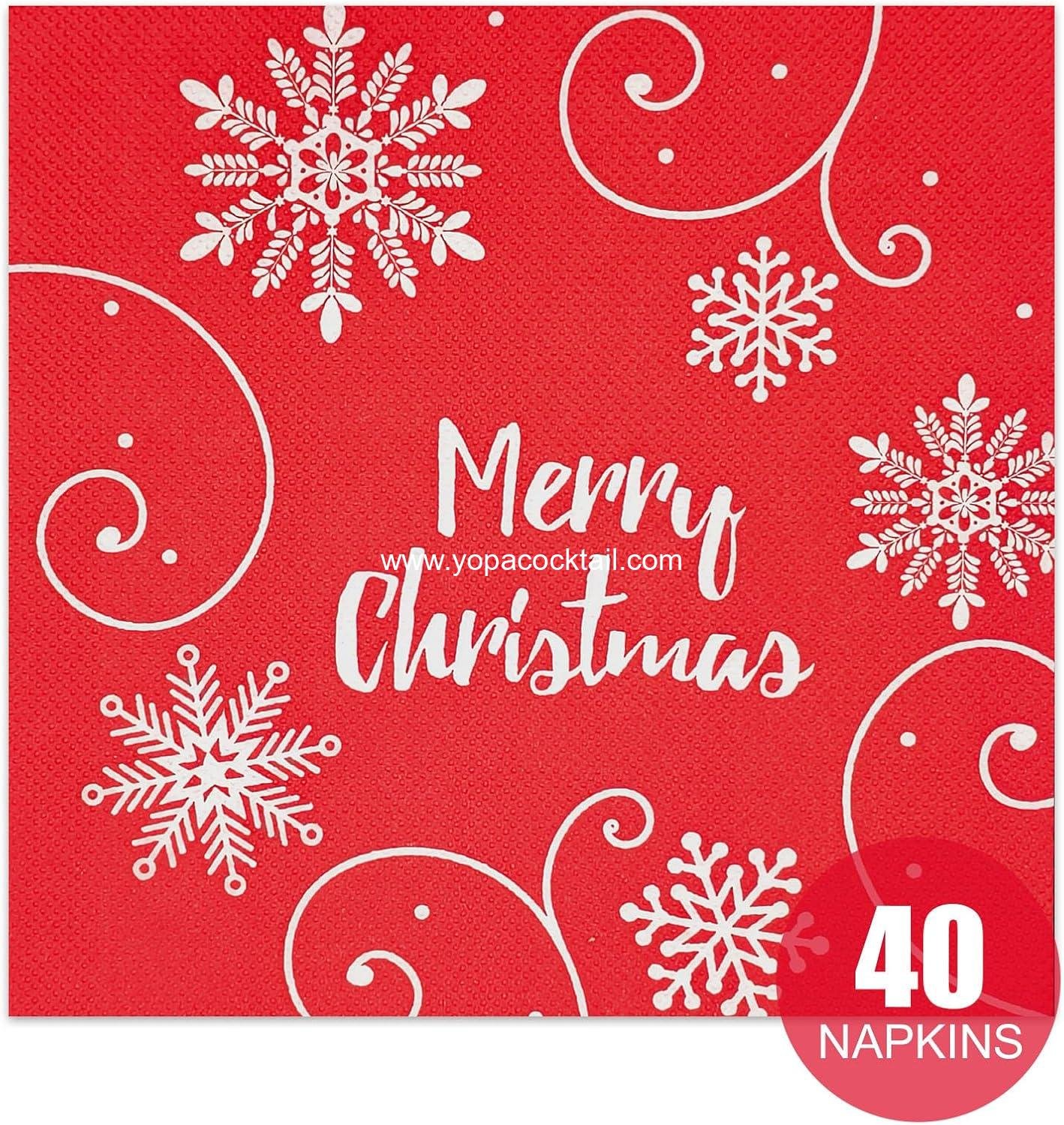 Wholesale 40 Pack Winter Theme Christmas Cocktail Napkins - 4 Assorted Styles, Perfect for Holiday Decor and Dinner Supplies, Supplier