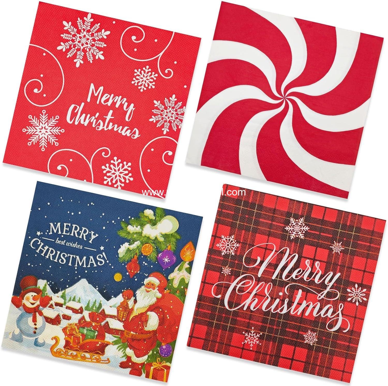 40 Pack 4 Styles Assorted Christmas Cocktail Napkins Paper, Winter Theme Paper Napkins for Winter Holiday Bathroom Decorations Dinner Supplies(Christmas)