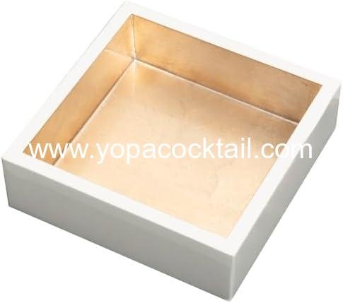 Wholesale Lacquer Cocktail Napkin Holder Ivory & Gold, 1 Each, Supplier Wholesale Lacquer Cocktail Napkin Holder Ivory & Gold, 1 Each, Supplier
