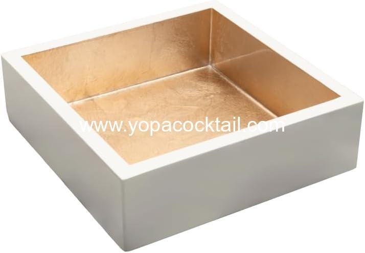 Wholesale Lacquer Cocktail Napkin Holder Ivory & Gold, 1 Each, Supplier Wholesale Lacquer Cocktail Napkin Holder Ivory & Gold, 1 Each, Supplier