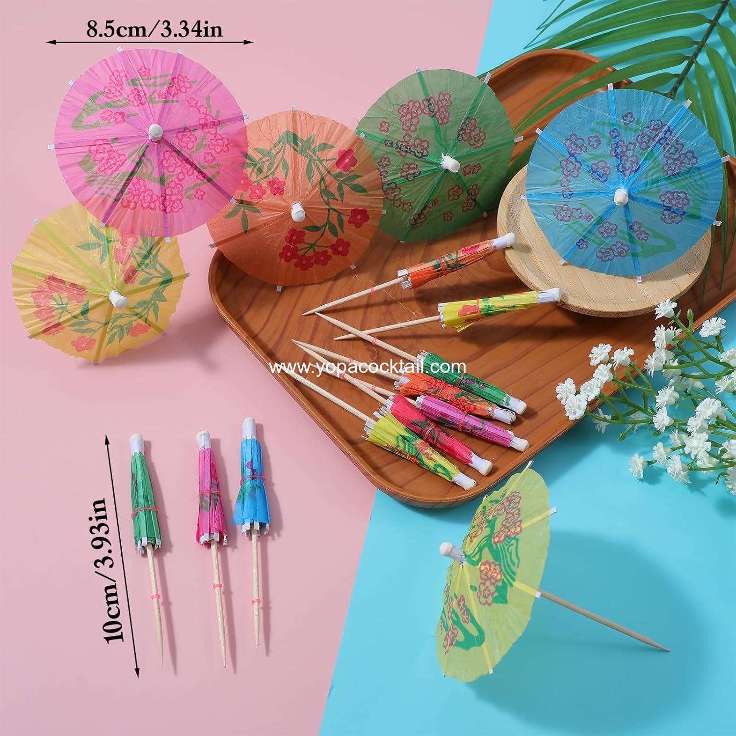 Wholesale 100pcs Cocktail Umbrellas, Drink Umbrellas, Colorful Mini Paper Umbrellas for Drinks, Wooden Cocktail Picks, Hawaiian Cupcake Toppers, Drinks Sticks for Halloween and Christmas Party Decoration - Supplier