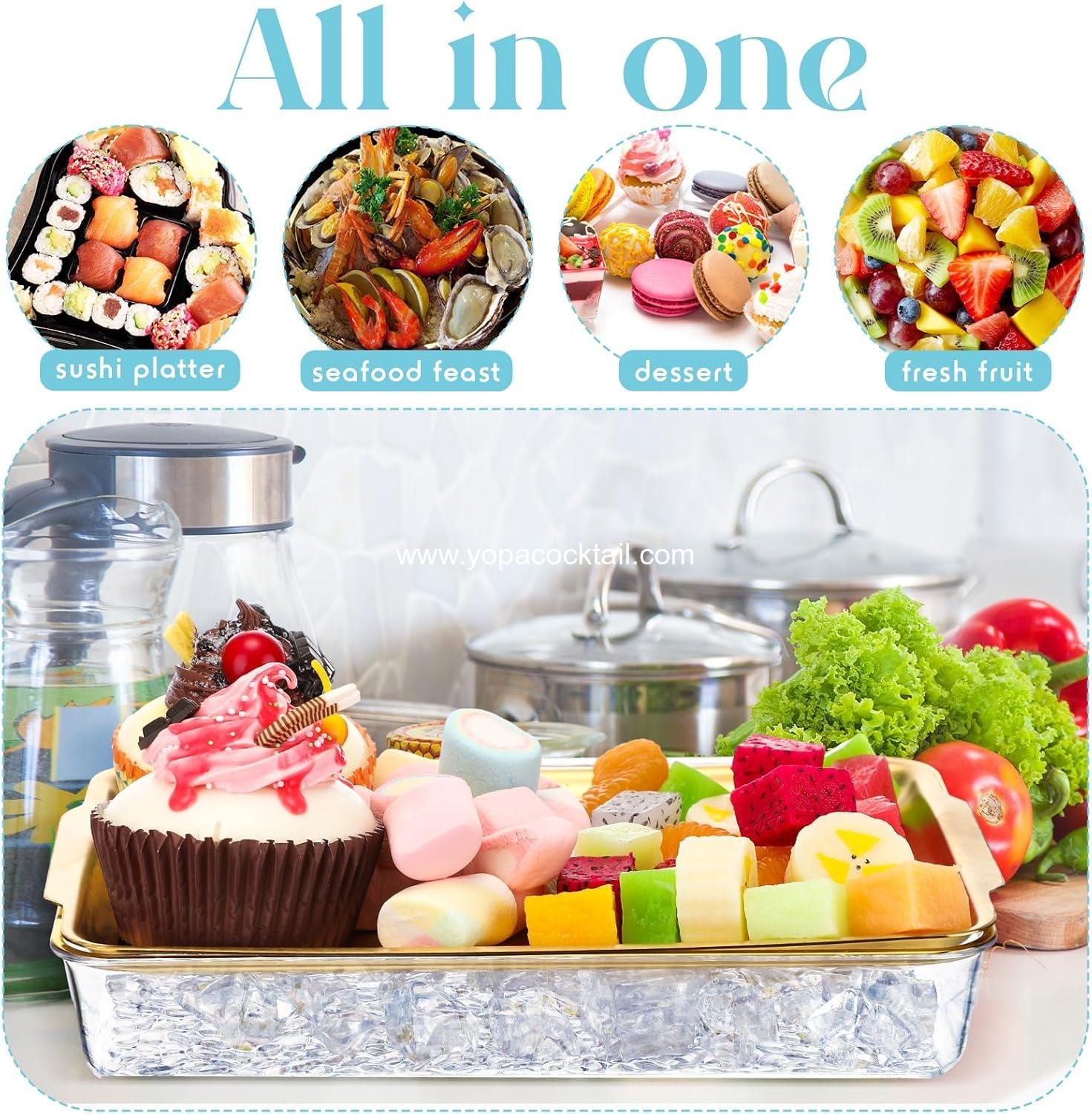 Wholesale 6 Set 8.7x5.5'' Small Chilled Serving Tray with Tongs, Ice Chilled Platter for Parties, Ideal for Charcuterie, Dips, Fruits, Seafood, Vegetables, Salads, and Appetizers, Shrimp Cocktail (Gold) Supplier Wholesale 6 Set 8.7x5.5'' Small Chilled Serving Tray with Tongs, Ice Chilled Platter for Parties, Ideal for Charcuterie, Dips, Fruits, Seafood, Vegetables, Salads, and Appetizers, Shrimp Cocktail (Gold) Supplier