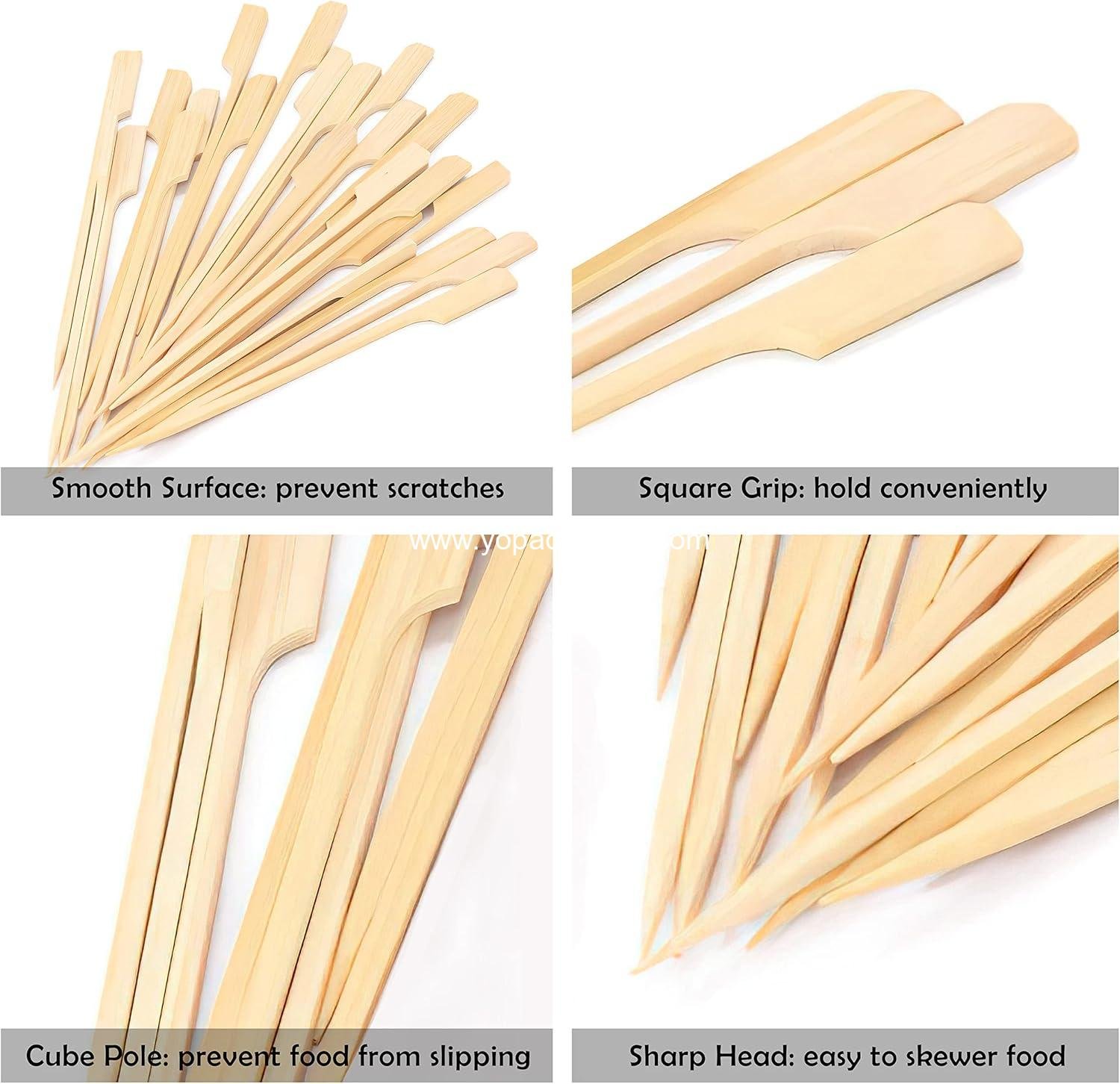 Wholesale 3.5 Inch Bamboo Skewers - 100PCS Flat Paddle Toothpicks for Appetizers, Cocktails, Marshmallows, Fruit, Grilling, BBQ, Yakitori Chicken, Fondue, Roasting Supplier