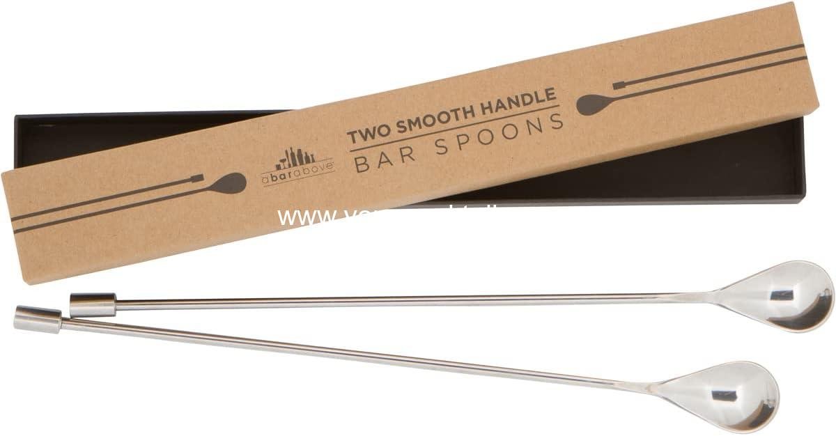 A Bar Above Bar Spoon Set, Spiral Handle, Stainless Steel Mixing Spoons for Cocktail Mixer Set, to Stir and Layer, Basic Professional or Home Bars Accessories (Stainless Steel, Smooth)
