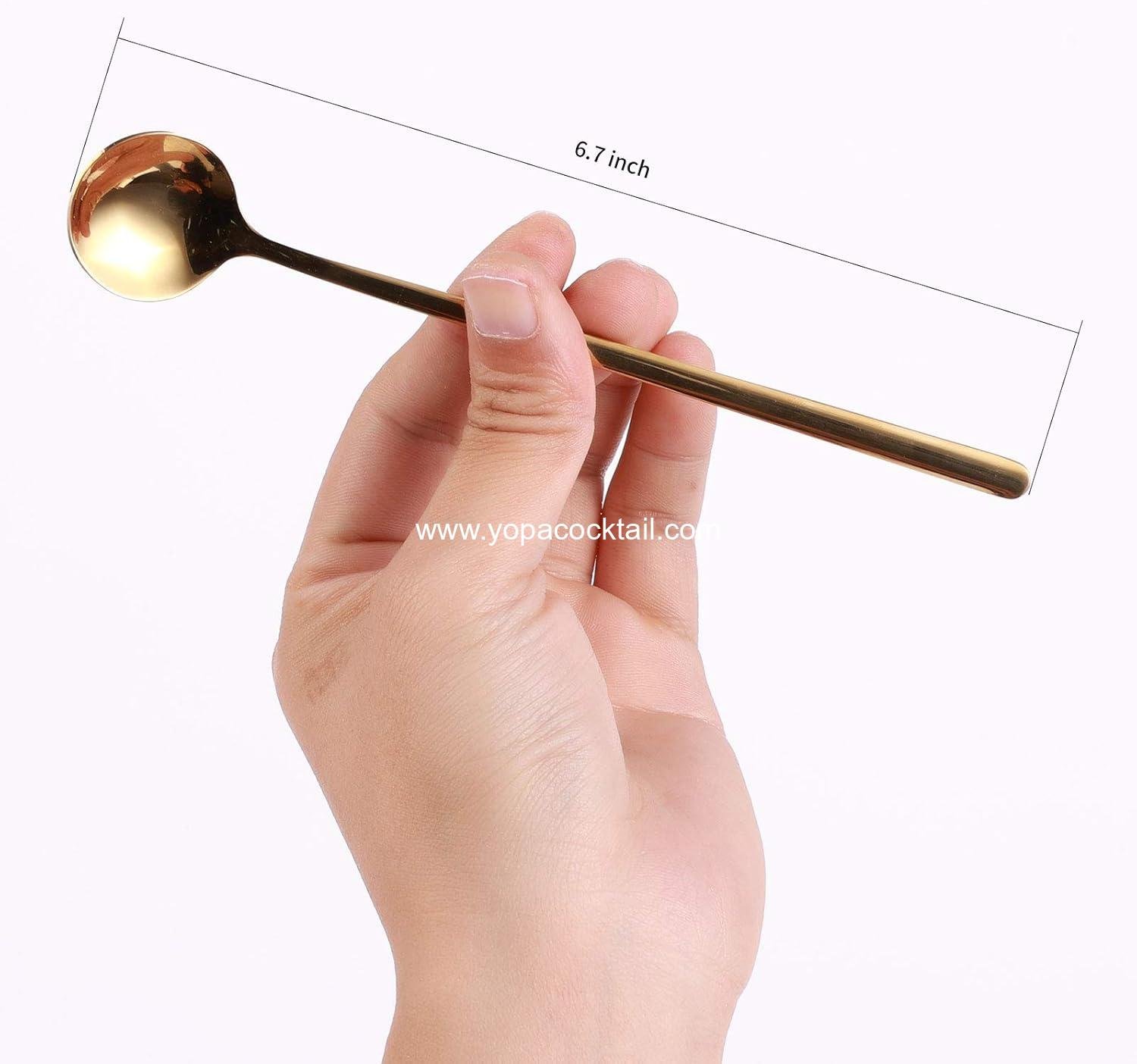 Wholesale 4 PCS 6.7 Inch Gold Stainless Steel Long Handle Coffee and Tea Spoons for Stirring, Factory