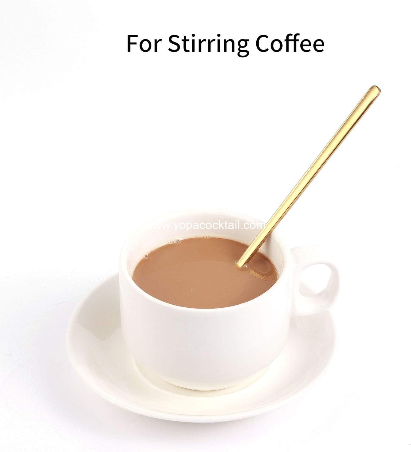 Wholesale 4 PCS 6.7 Inch Gold Stainless Steel Long Handle Coffee and Tea Spoons for Stirring, Factory