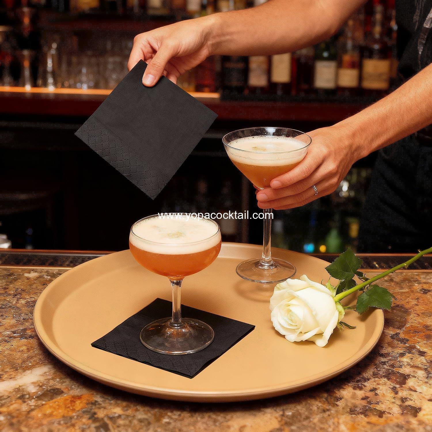 Wholesale 100 Pack Cocktail Napkins, 2-Ply Black Disposable Paper Napkins for Weddings, Bars, Beverages, Parties, and Desserts, Supplier