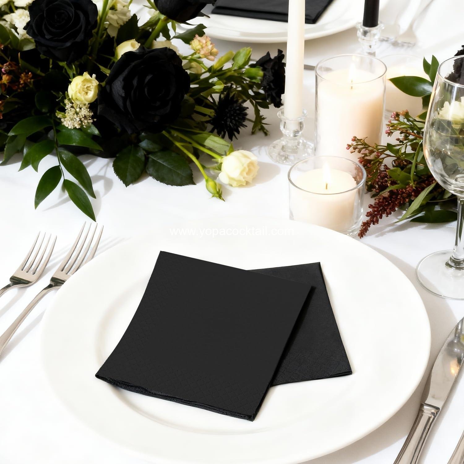 Wholesale 100 Pack Cocktail Napkins, 2-Ply Black Disposable Paper Napkins for Weddings, Bars, Beverages, Parties, and Desserts, Supplier