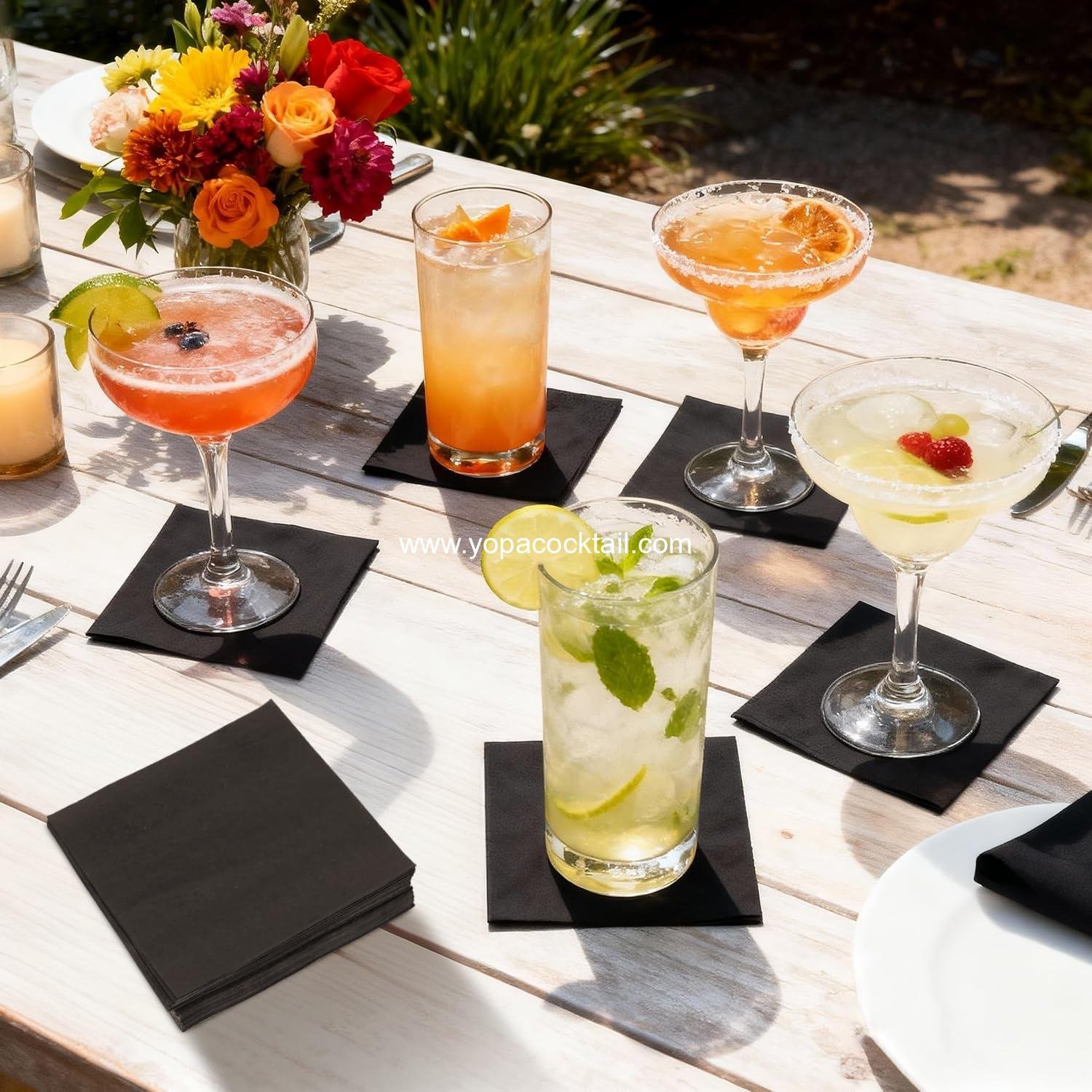 Wholesale 100 Pack Cocktail Napkins, 2-Ply Black Disposable Paper Napkins for Weddings, Bars, Beverages, Parties, and Desserts, Supplier