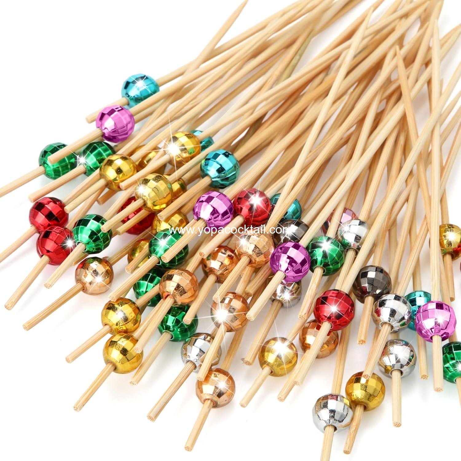 Wholesale 200 Pcs Disco Ball Cocktail Picks 4.7 Inch Colorful Decor Toothpicks for Appetizers and Drinks, Bamboo Skewers for Fruit and Charcuterie, Summer 70s Theme Party Supplier