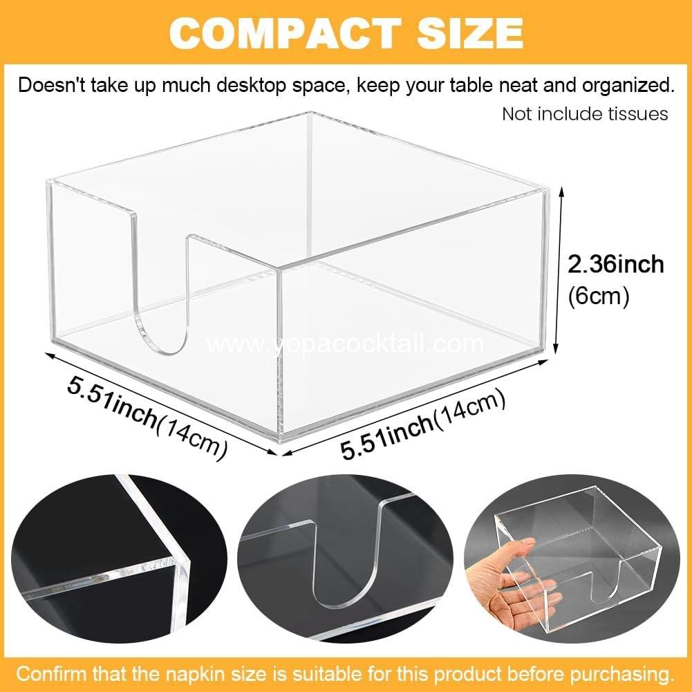 Wholesale Clear Acrylic Cocktail Napkin Holder for Table, Square Plastic Napkin Holder Ideal for Kitchen, Parties, and Dinners (COLOR: clear) Supplier