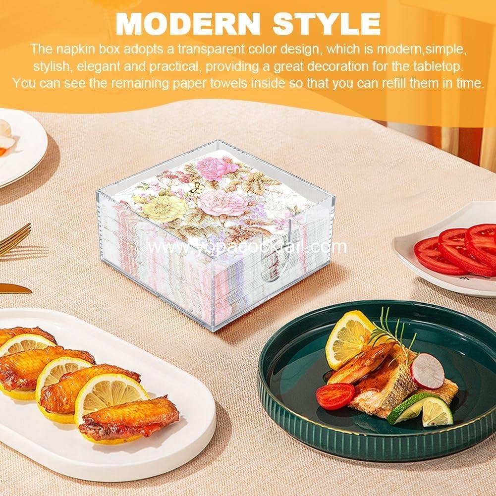 Wholesale Clear Acrylic Cocktail Napkin Holder for Table, Square Plastic Napkin Holder Ideal for Kitchen, Parties, and Dinners (COLOR: clear) Supplier