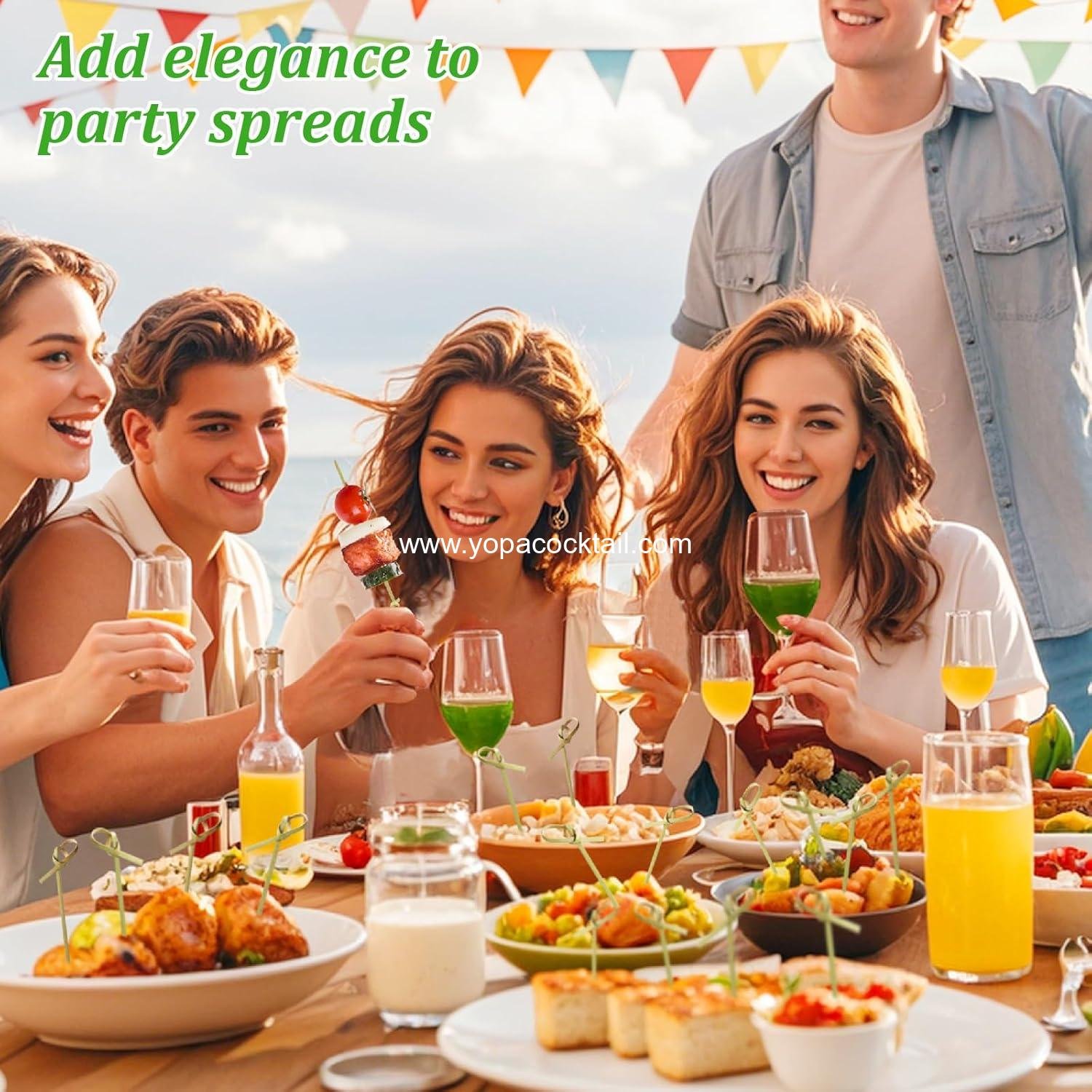 Wholesale 1200PCS Cocktail Picks Set, Handmade Fancy Toothpicks for Appetizers, 4.13 Inch Bamboo Skewers with Knot for Food Drinks Fruit Party Supplies and Charcuterie Boards Supplier