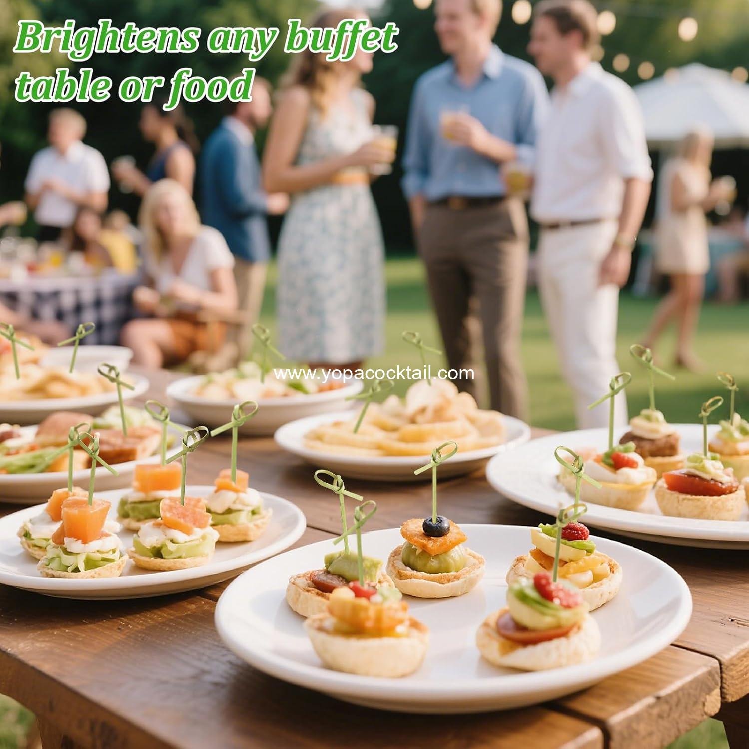 Wholesale 1200PCS Cocktail Picks Set, Handmade Fancy Toothpicks for Appetizers, 4.13 Inch Bamboo Skewers with Knot for Food Drinks Fruit Party Supplies and Charcuterie Boards Supplier