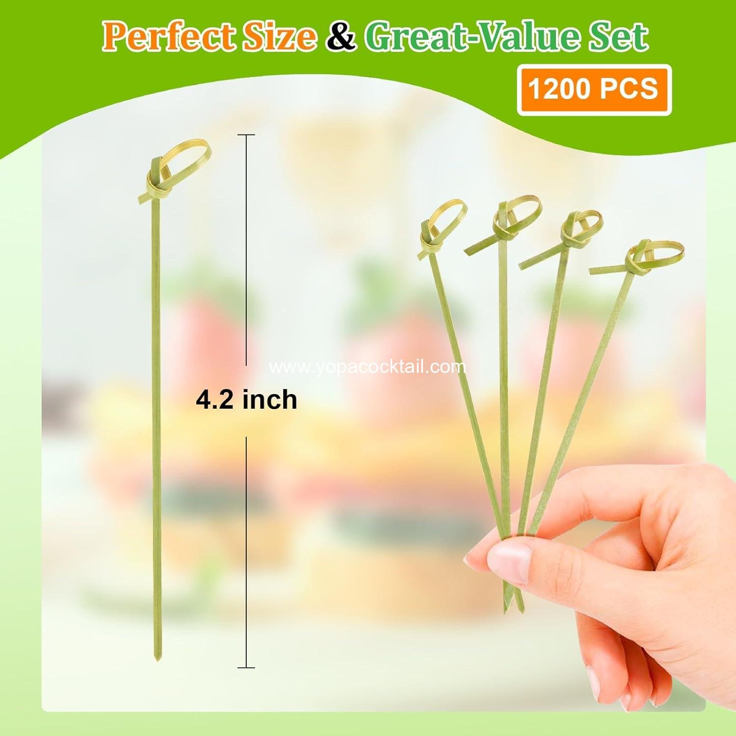 Wholesale 1200PCS Cocktail Picks Set, Handmade Fancy Toothpicks for Appetizers, 4.13 Inch Bamboo Skewers with Knot for Food Drinks Fruit Party Supplies and Charcuterie Boards Supplier