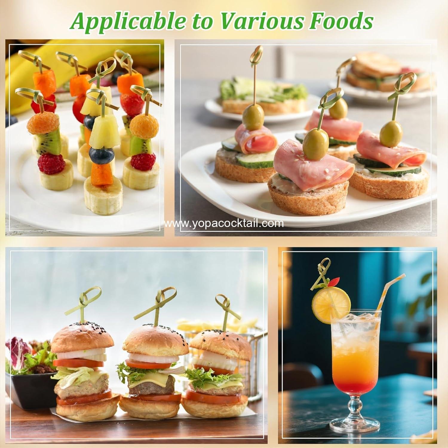 Wholesale 1200PCS Cocktail Picks Set, Handmade Fancy Toothpicks for Appetizers, 4.13 Inch Bamboo Skewers with Knot for Food Drinks Fruit Party Supplies and Charcuterie Boards Supplier