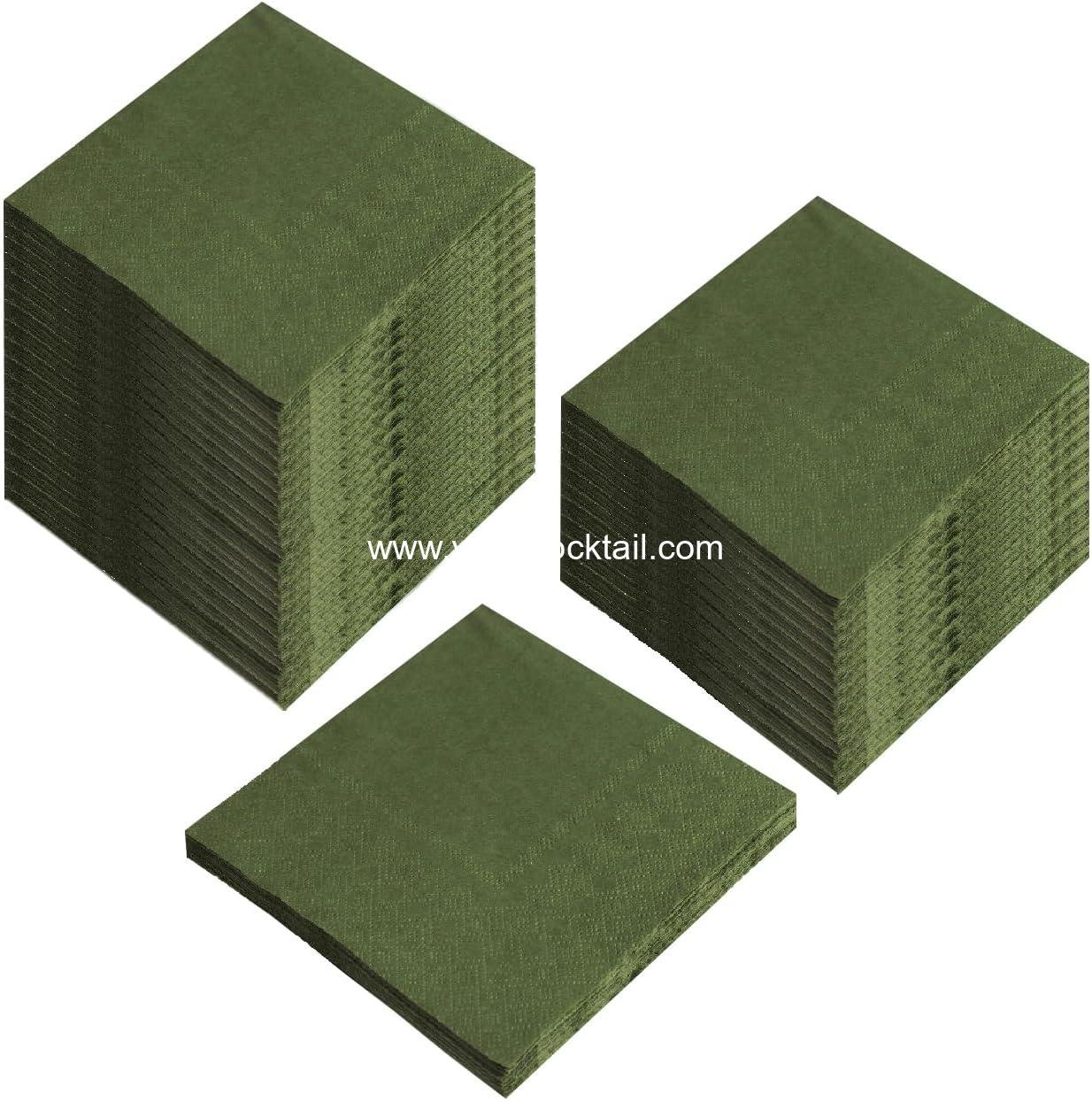 100 Pack Cocktail Napkin 2-Ply Dessert Napkins Folded 5 x 5 Inches Disposable Napkins for Dinner Wedding Birthday Party Bridal Anniversary Reception Event (100, Green)