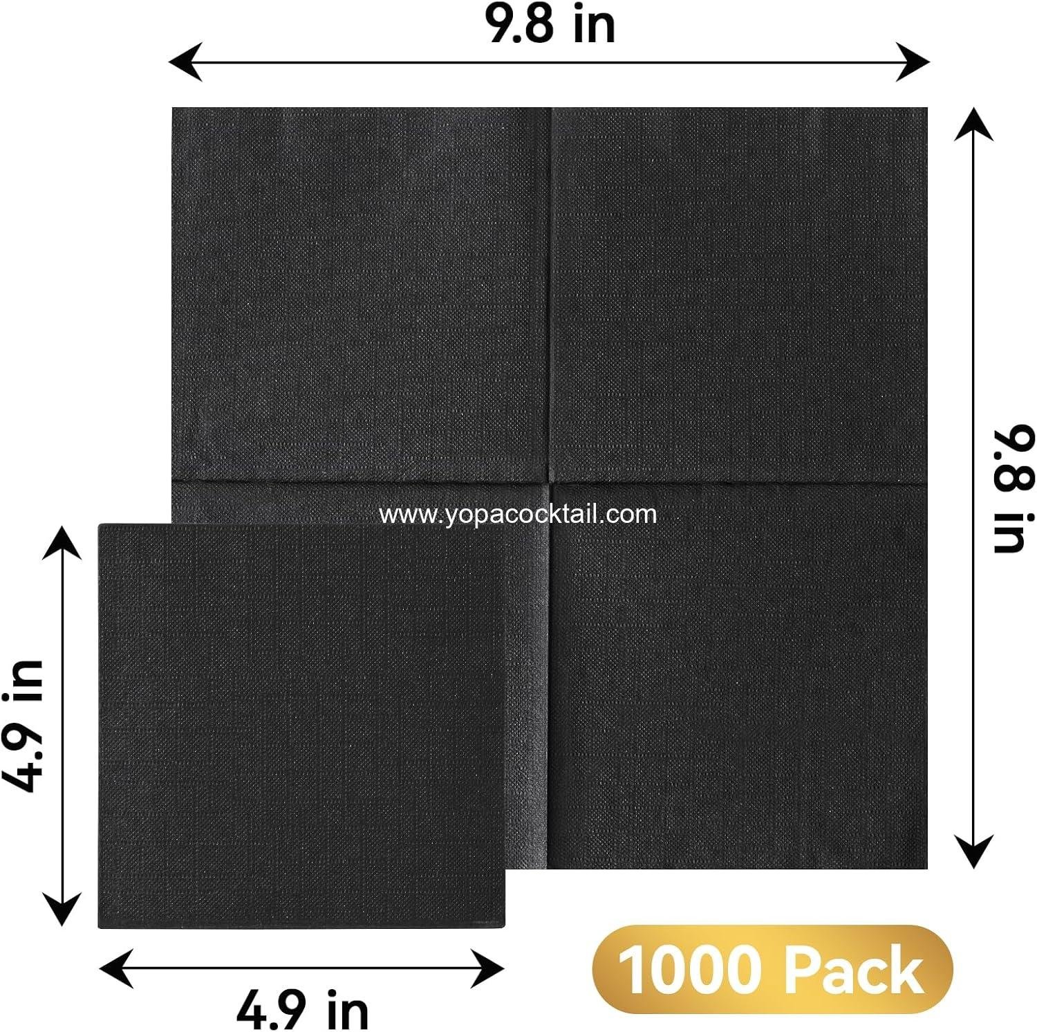 Wholesale 1000 Pack Black Cocktail Napkins, Elegant 3-Ply Disposable Beverage Napkins 4.9