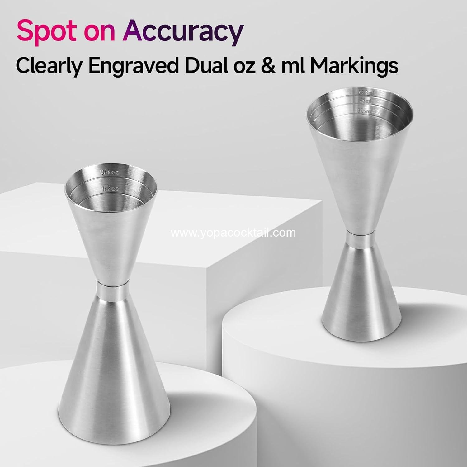 Wholesale Dual Markings Jigger for Bartending, 304 Stainless Steel Heavy Duty Double Cocktail Jigger with 7 Measurements, Japanese Bar Tool for Home Bar Party - 1 Pack Supplier