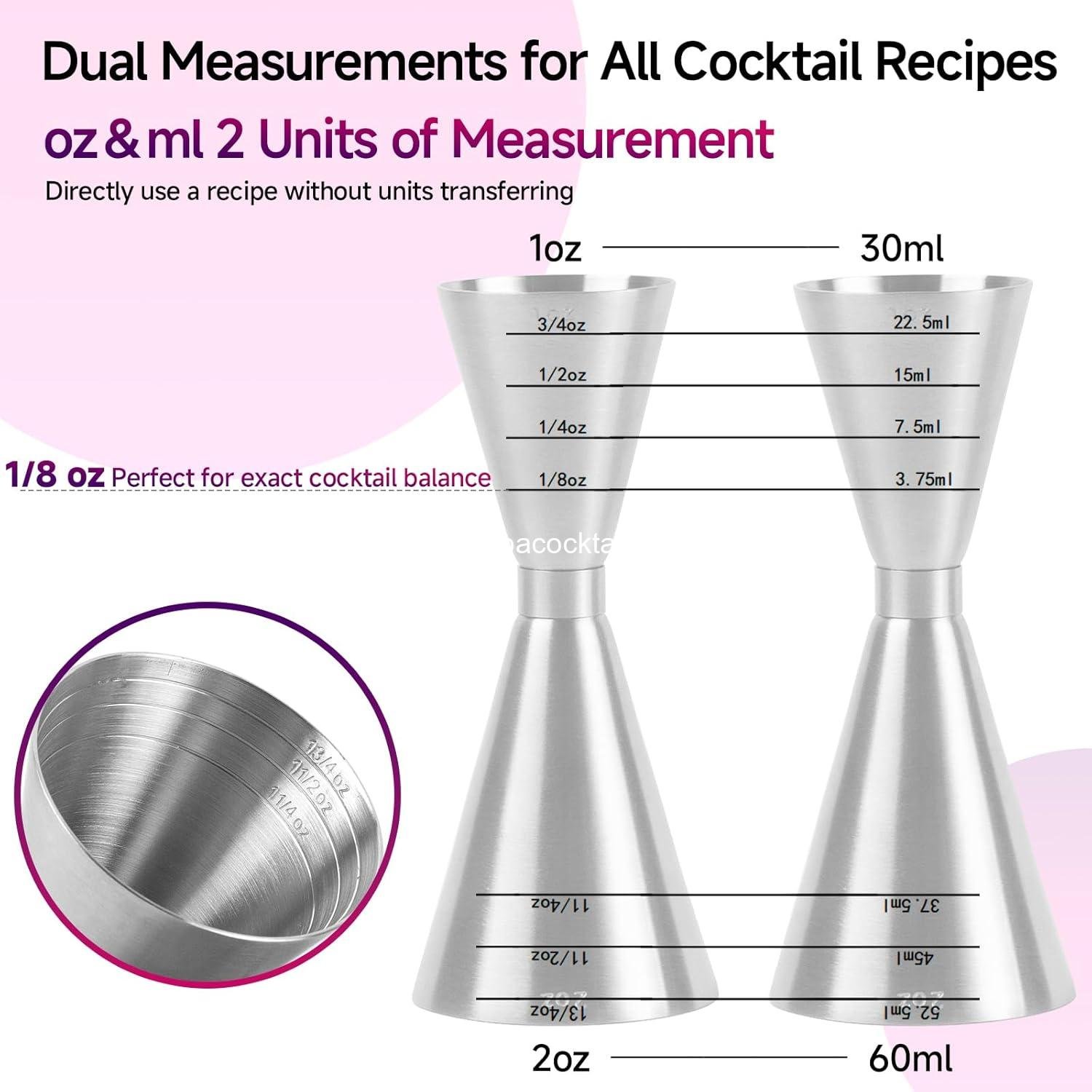 Wholesale Dual Markings Jigger for Bartending, 304 Stainless Steel Heavy Duty Double Cocktail Jigger with 7 Measurements, Japanese Bar Tool for Home Bar Party - 1 Pack Supplier