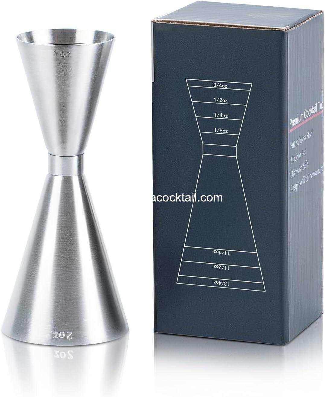 Lexenic oz/ml Dual Markings Jigger for Bartending, 304 Stainless Steel Heavy Duty Double Cocktail Jigger with 7 Measurements Inside, Japanese Jigger Bar Tool for Bartender Home Bar Party 1 Pack