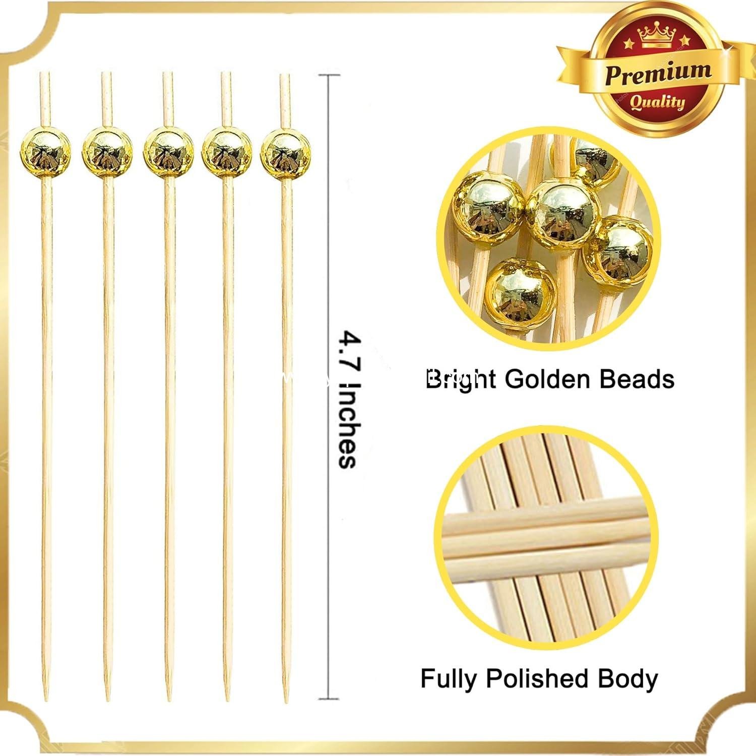 Wholesale 100 PCS Gold Pearl Cocktail Picks - 4.7 Inch Decorative Toothpicks for Appetizers and Party Decorations, Fancy Skewers for Charcuterie - Supplier Wholesale 100 PCS Gold Pearl Cocktail Picks - 4.7 Inch Decorative Toothpicks for Appetizers and Party Decorations, Fancy Skewers for Charcuterie - Supplier