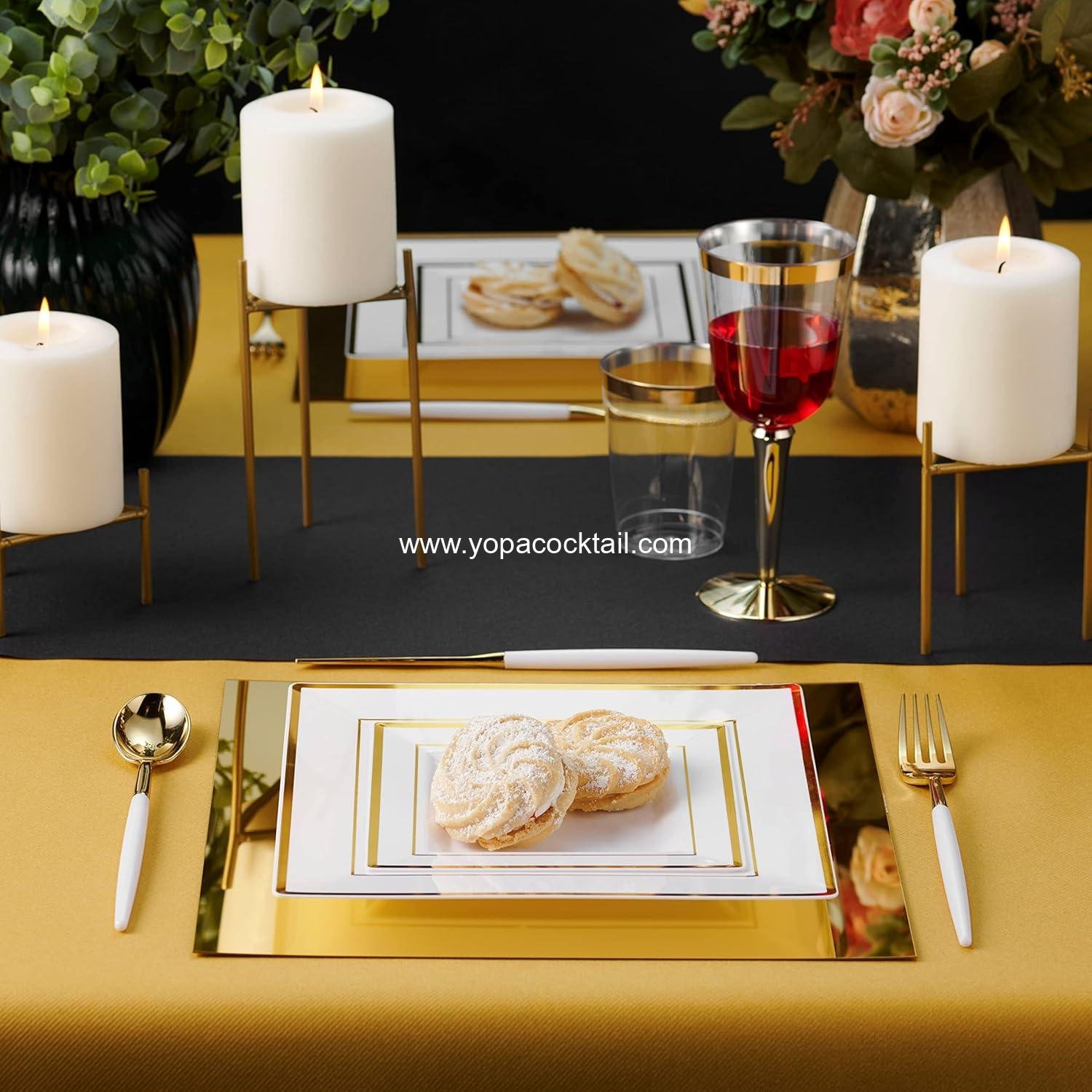 Wholesale Plastic Disposable Square Dessert Plates | 50-Pack 6.5