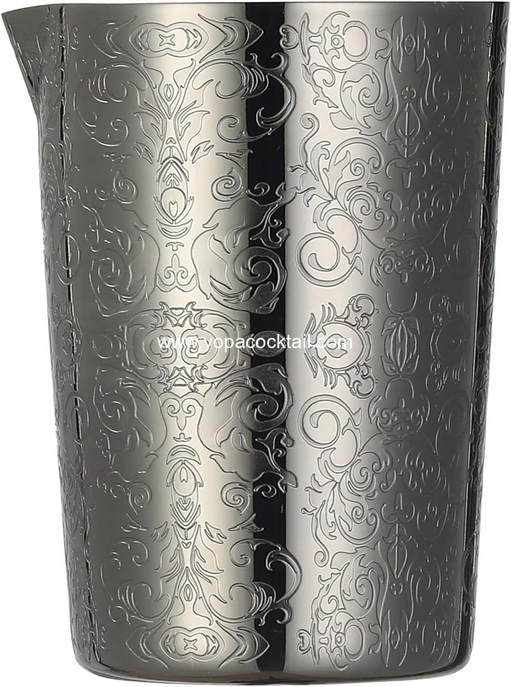 Unbreakable Cocktail Mixing Glass,Stirring Tin, Bar Mixing Pitcher with Spirit Pattern, 17-ounce / 500ml (Spirit Gunmetal Black)