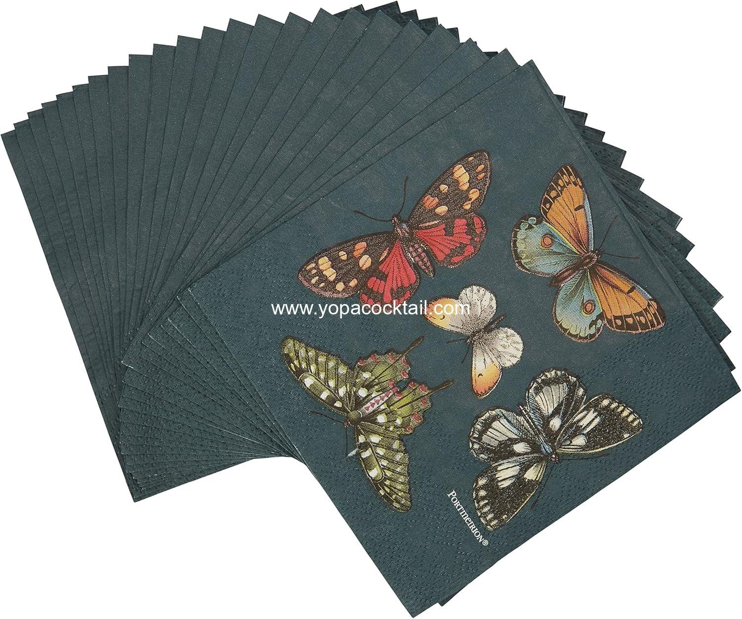 C.R. Gibson TW4-25236 Portmeirion Botanical Garden Disposable Paper Cocktail Napkins for Parties, 5" x 5", Multicolor, 20pcs