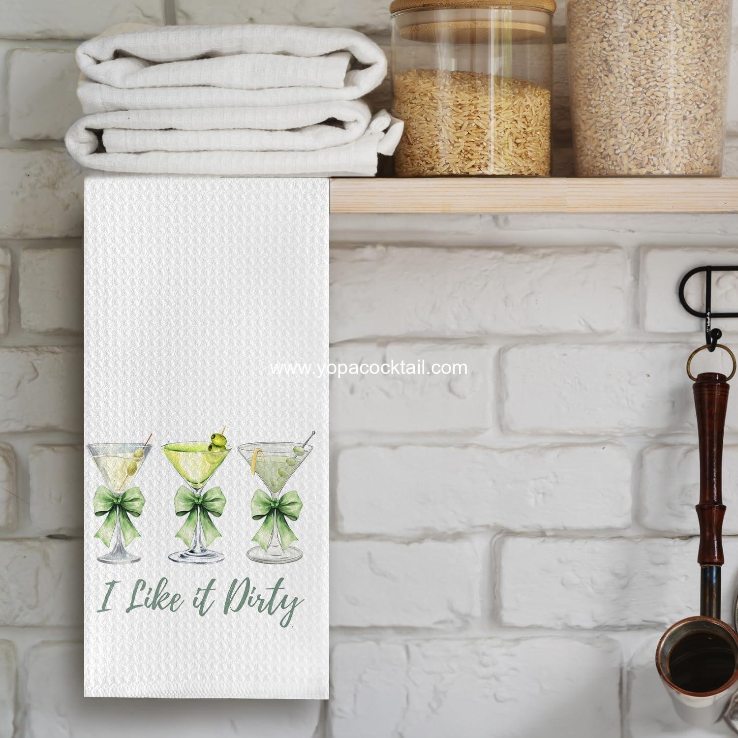 Wholesale Martini Waffle Kitchen Hand Towels 16x24 Inches Decorative Dish Towels Martini Gifts for Women Martini Lovers supplier