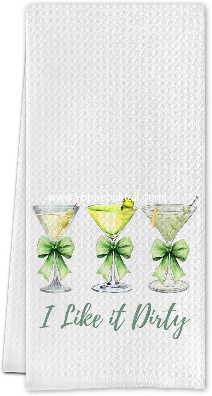 Martini Hand Towels - Martini Waffle Decorative Kitchen Towels,Martini Dish Towels,Martini Gifts for Women,Gifts for Martini Lovers,Martini Hand Towels,16 X 24 Inches