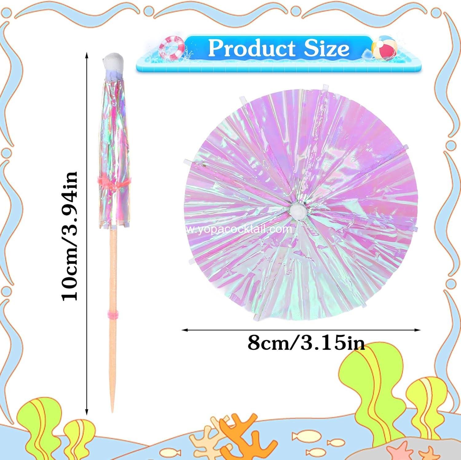 Wholesale 100 PC Mini Drink Cocktail Umbrellas Transparent Wood Toothpicks Parasol Rainbow Lemon Cupcake Toppers Party Decorations factory