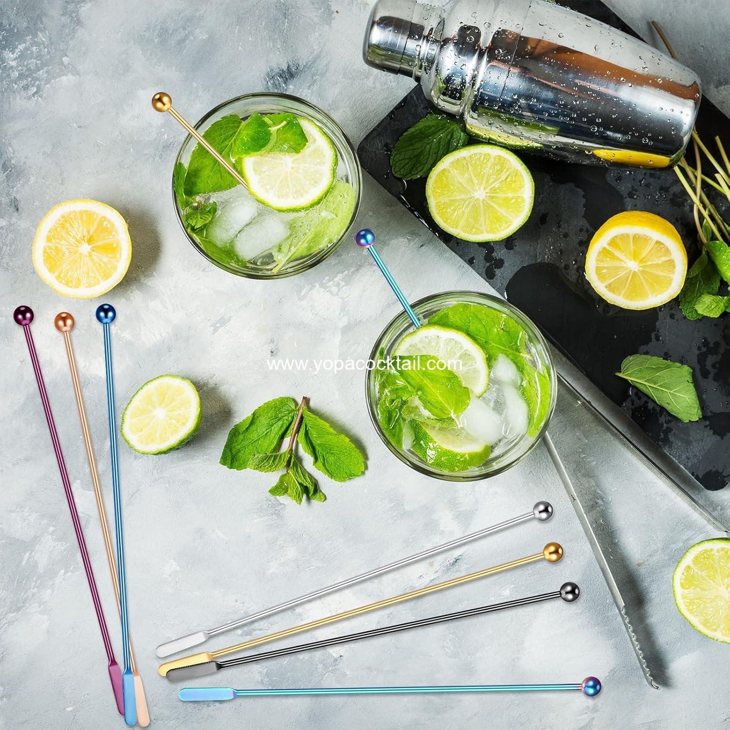 Wholesale 7.6-inch Reusable Stainless Steel Stir Sticks 15 Piece Set for Cocktails Beverages Milk Juices Multi-color factory Wholesale 7.6-inch Reusable Stainless Steel Stir Sticks 15 Piece Set for Cocktails Beverages Milk Juices Multi-color factory