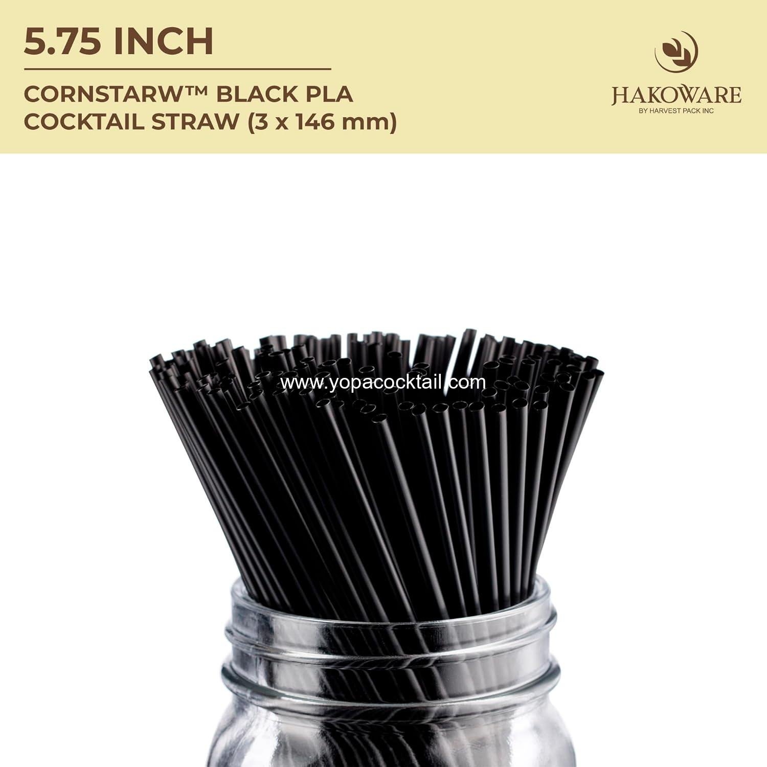 Wholesale 500 Count 5 Inch Short Black PLA Cornstarch Cocktail Straws Small Drink Stirrers for Cold Drinks Bar Party Manufacturer