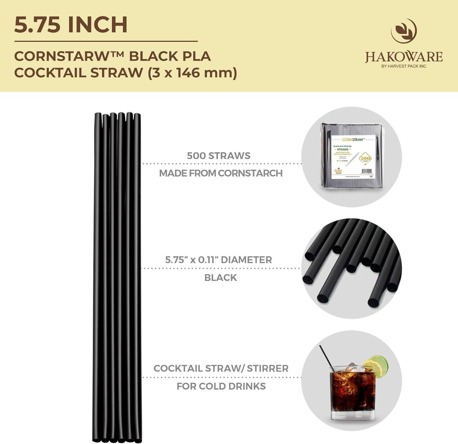 Wholesale 500 Count 5 Inch Short Black PLA Cornstarch Cocktail Straws Small Drink Stirrers for Cold Drinks Bar Party Manufacturer