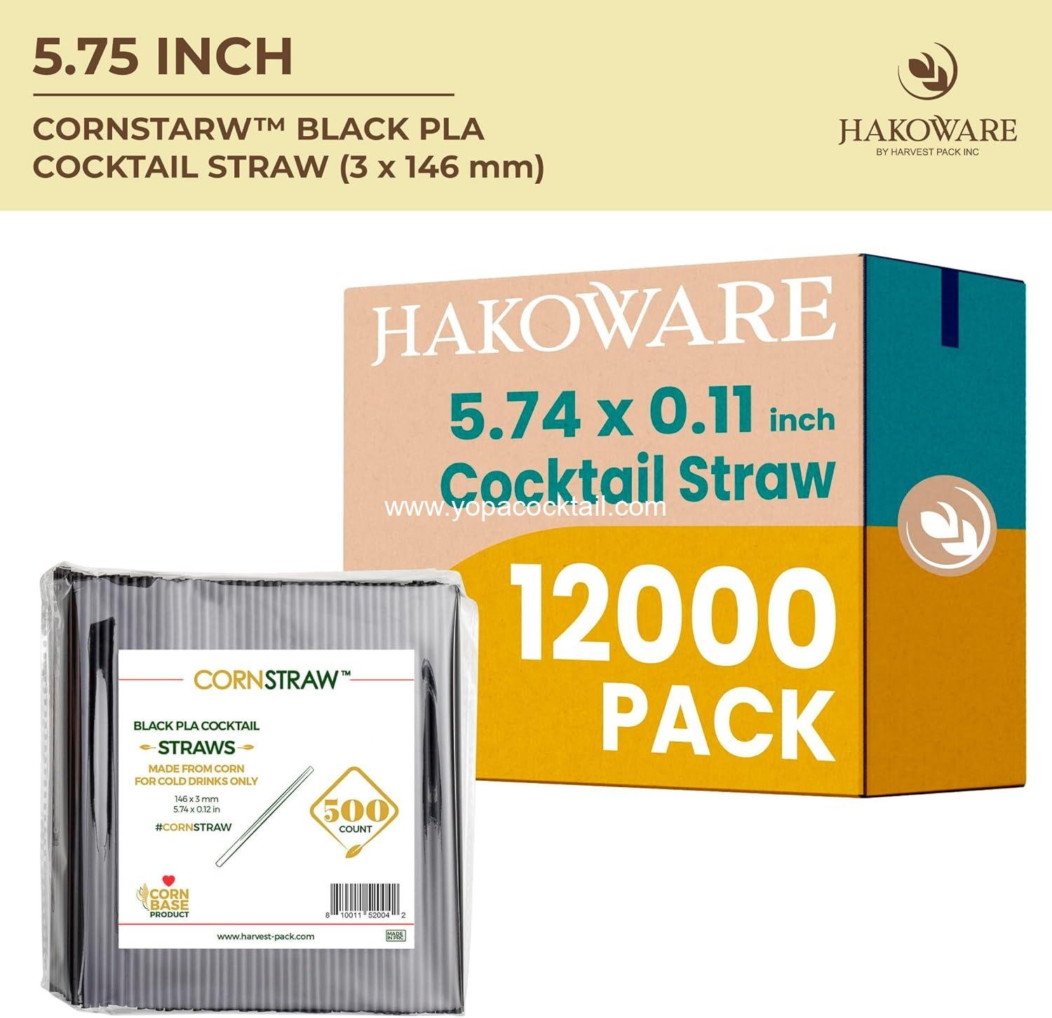 Wholesale 500 Count 5 Inch Short Black PLA Cornstarch Cocktail Straws Small Drink Stirrers for Cold Drinks Bar Party Manufacturer