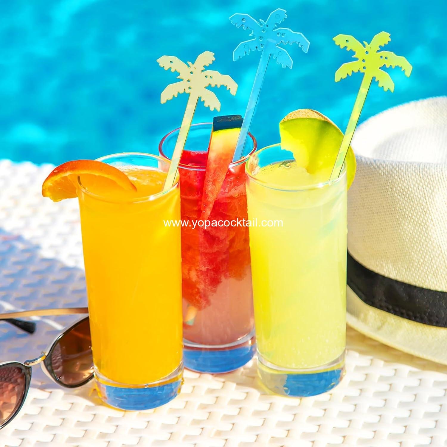 Wholesale 100 Coconut Tree Swizzle Sticks Disposable Plastic Cocktail Stirrers Bar Party Drinks manufacturer