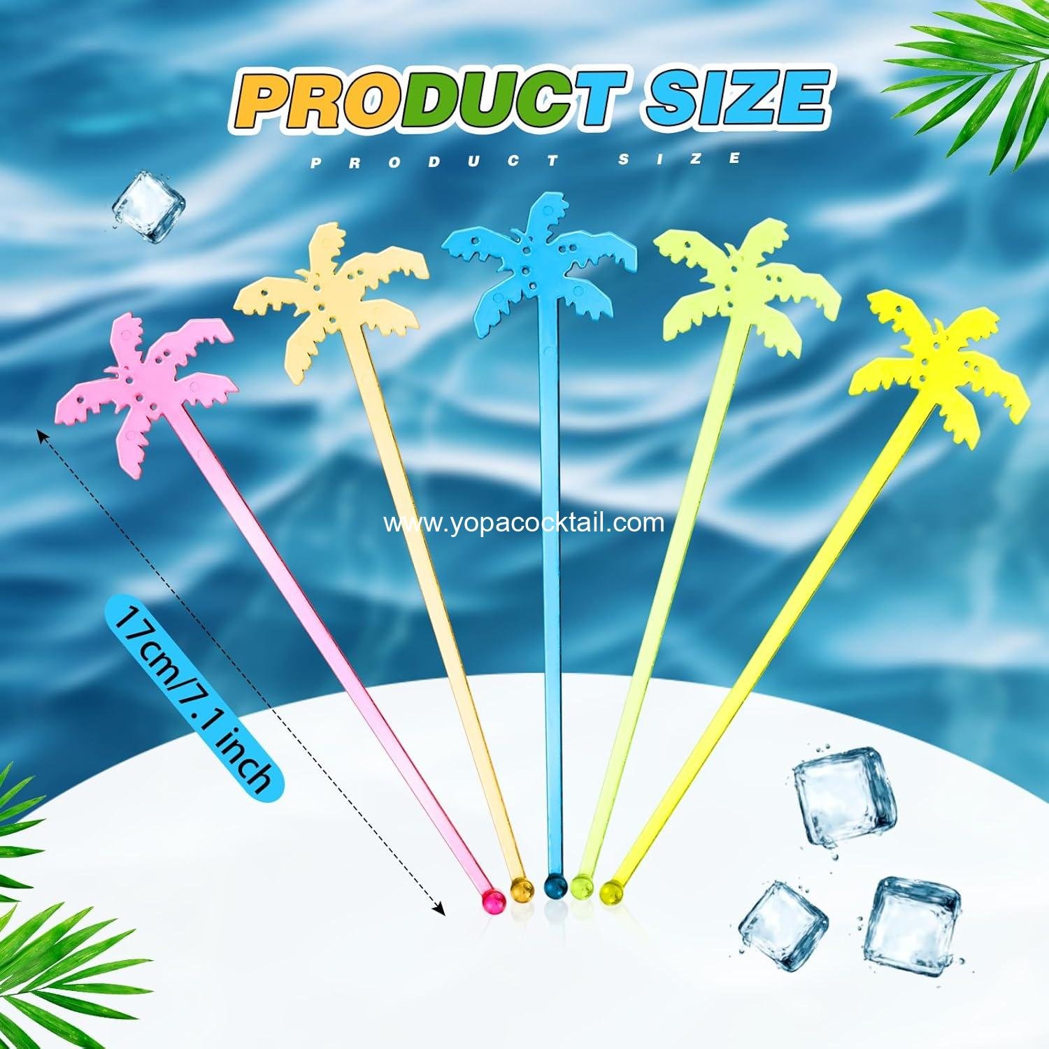 Wholesale 100 Coconut Tree Swizzle Sticks Disposable Plastic Cocktail Stirrers Bar Party Drinks manufacturer