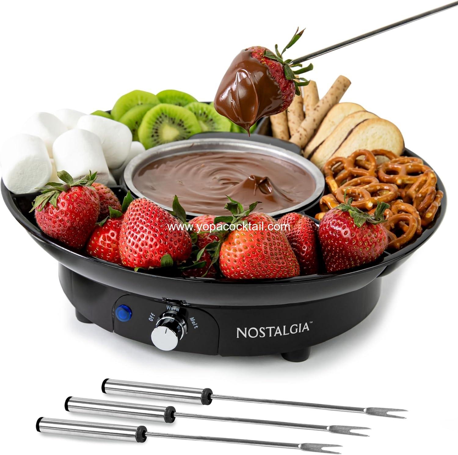 OEM Fondue Party Set – 10 oz Melting Pot with 4 Roasting Forks & Detachable Serving Tray – Ideal for Cheese, Chocolate, or Dessert – Perfect for Gifts, Parties, Date Night – Black Supplier
