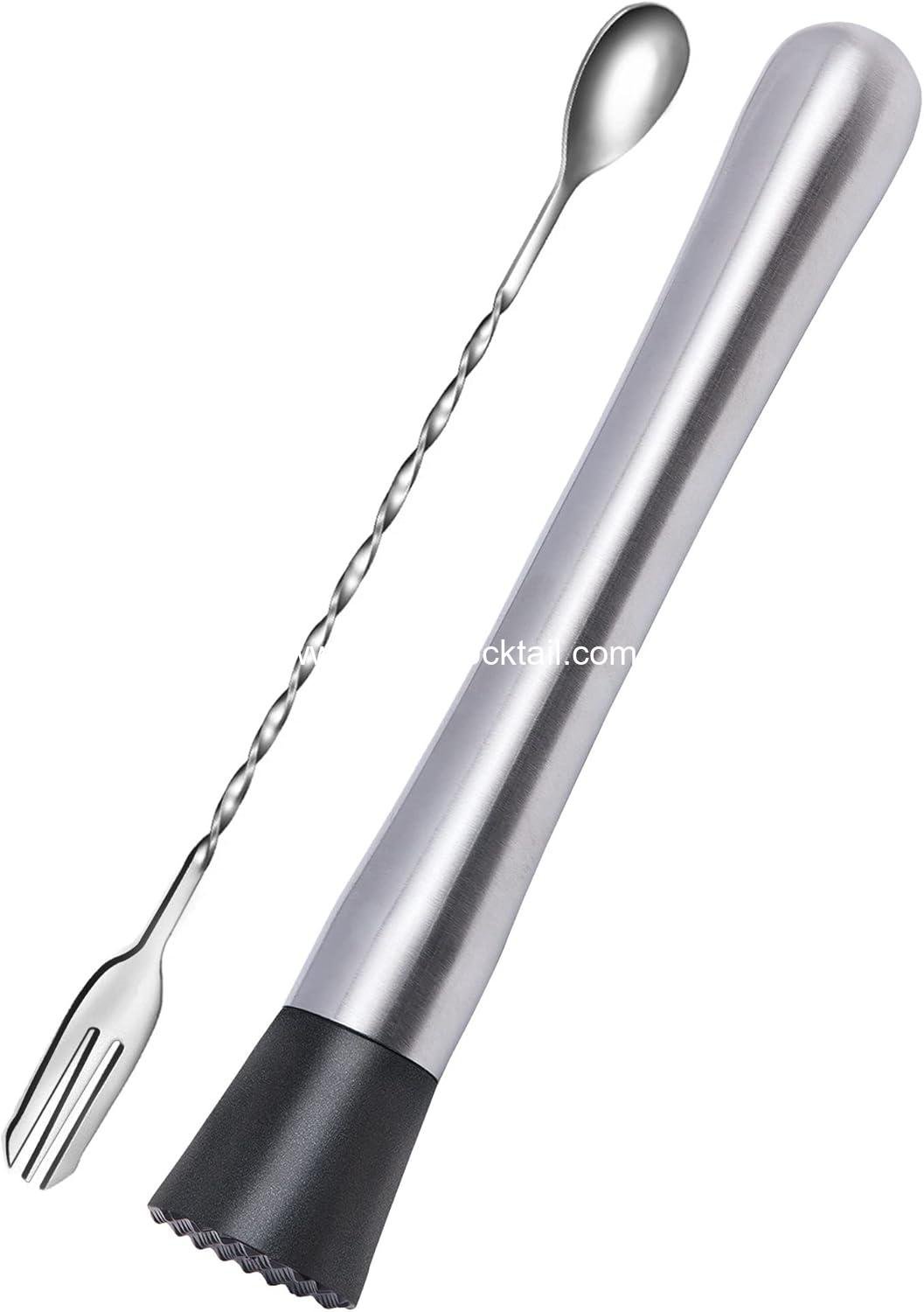 Wholesale 10 Inch Stainless Steel Muddler and Mixing Bar Spoon Set, 2 Pieces Home Bar Tool for Cocktails - Supplier
