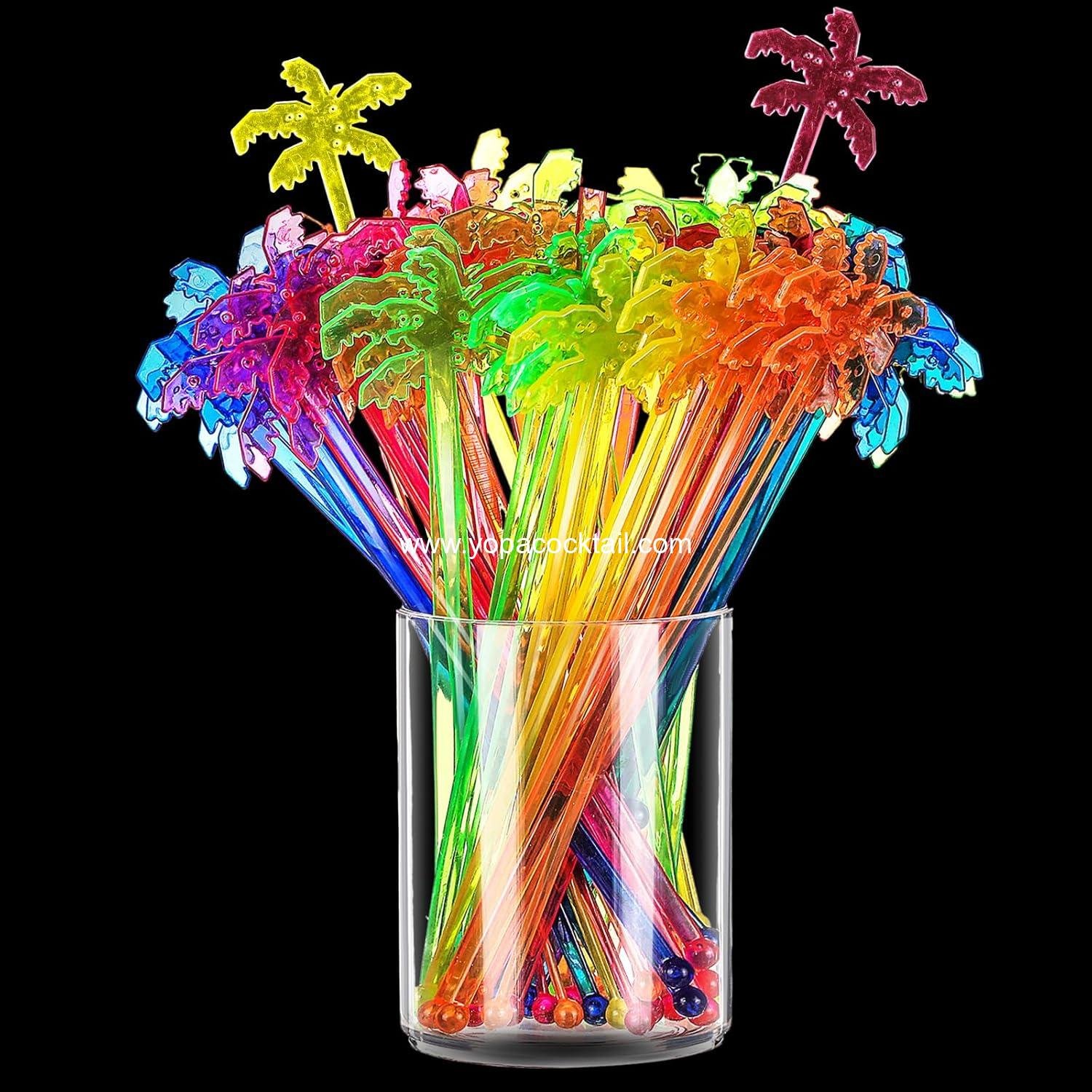 Wholesale 100 Coconut Tree Swizzle Sticks Disposable Plastic Cocktail Stirrers Bar Party Drinks manufacturer