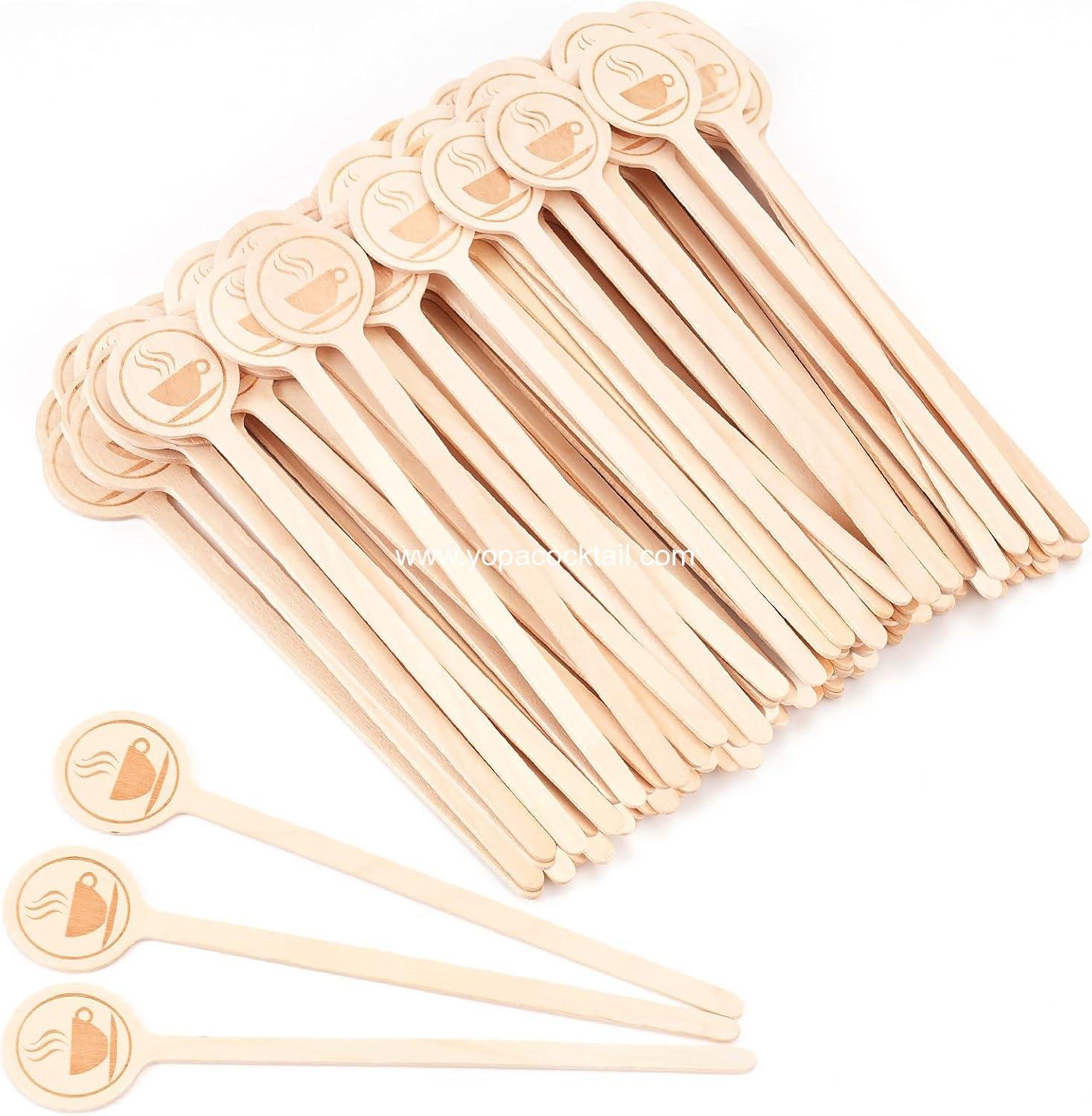 Wholesale 100 Pcs 5.9 Inch Natural Wooden Coffee Stirrers with Round Ends, Disposable Biodegradable Stir Sticks for Beverages, Cocktails, and Tea - Supplier Wholesale 100 Pcs 5.9 Inch Natural Wooden Coffee Stirrers with Round Ends, Disposable Biodegradable Stir Sticks for Beverages, Cocktails, and Tea - Supplier