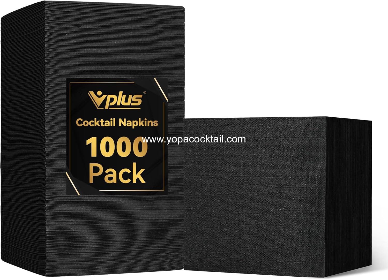 Wholesale 1000 Pack Black Cocktail Napkins, Elegant 3-Ply Disposable Beverage Napkins 4.9