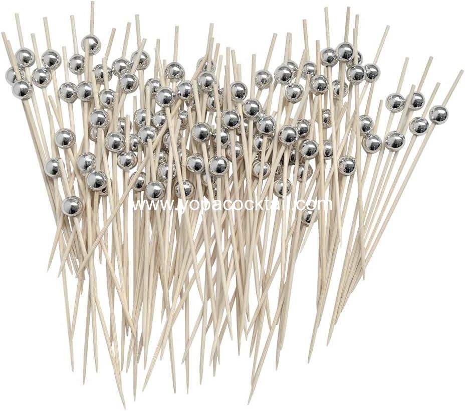 Wholesale 100PCS Fancy Cocktail Toothpicks Skewers for Olives and Appetizers at Weddings and Parties (Silver) - Supplier