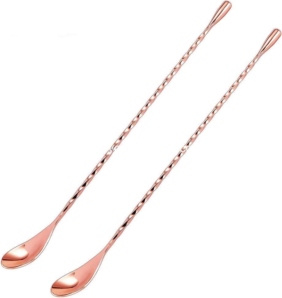 Wholesale 12-Inch Stainless Steel Mixing Spoon, 2-Pack Spiral Bar Spoon for Cocktail Shakers and Tall Cups (Rose Gold) - Supplier