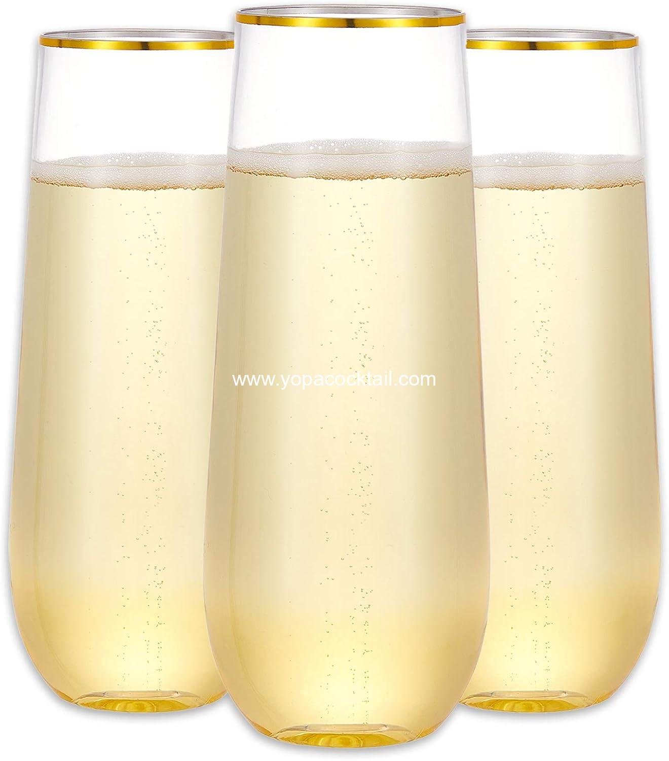 Wholesale 12PCS Plastic Champagne Flutes, 9 oz Stemless Disposable Gold Rim Toasting Glasses, Crystal Clear Shatterproof Cocktail Cups Ideal for Party Wedding Birthday Supplier Wholesale 12PCS Plastic Champagne Flutes, 9 oz Stemless Disposable Gold Rim Toasting Glasses, Crystal Clear Shatterproof Cocktail Cups Ideal for Party Wedding Birthday Supplier