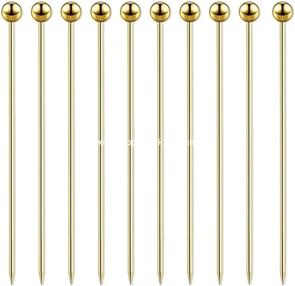 Wholesale 15-Piece Stainless Steel Cocktail Picks 4.3 Inch Metal Martini Picks Gold Supplier