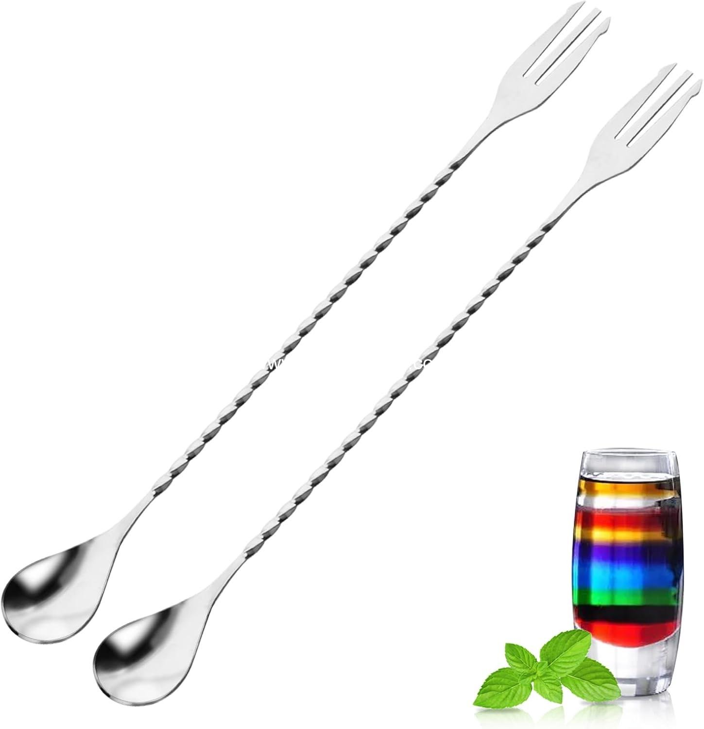 Wholesale 2Pcs 12-Inch Cocktail Spoon Set, Long Handle Stainless Steel Drink Stirrers with Trident Tip, Mixing Spoons (2) Supplier Wholesale 2Pcs 12-Inch Cocktail Spoon Set, Long Handle Stainless Steel Drink Stirrers with Trident Tip, Mixing Spoons (2) Supplier