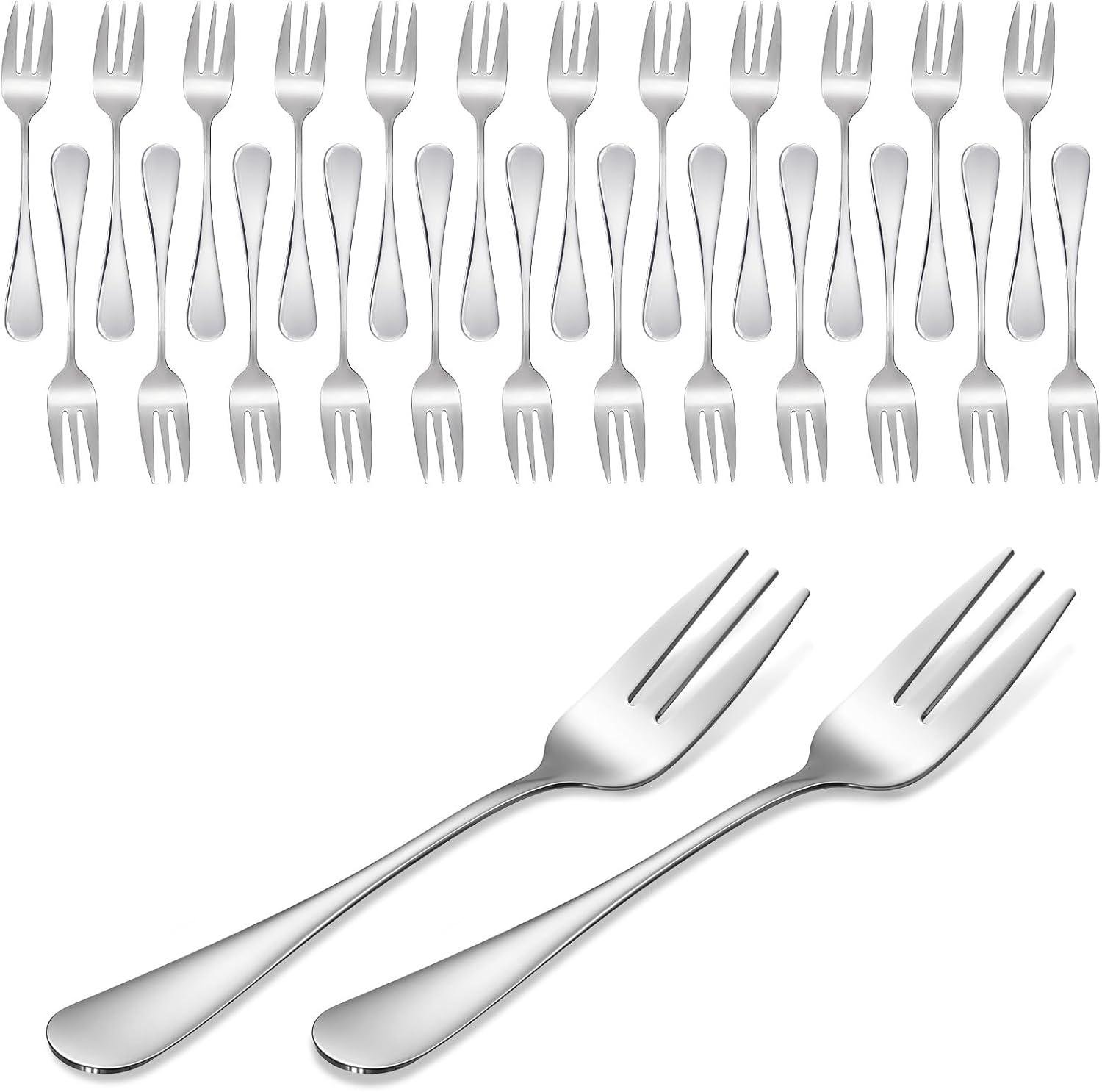 Wholesale 36 Pcs Oyster Forks - Portable 5.5 Inch Stainless Steel 3 Prong Forks for Seafood, Cocktail, Salad, and Dessert Tasting - Perfect for Crab and Escargot Parties - Supplier